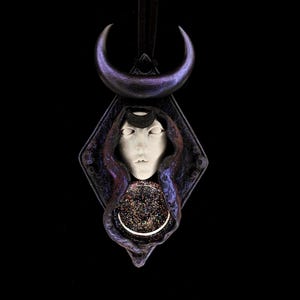 Hellenic Goddess Nyx Talisman • Sorceress Amulet • Witch Pendant • Celestial Jewelry • Chthonic Necklace • Hand Sculpted Occult Charm
