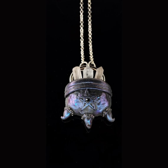 Lunar Witch Necklace, Mystic Pentagram Talisman, Warlock Amulet, Sorceress  Crystal Pendant, Sorcery Jewelry, Occult Pagan, Alchemy Magic,