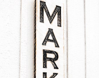 Market Sign Vertical - Carved  in a Solid Wood Board Rustic Distressed Farmhouse Style Farmers Market Flea Market Mercantile Antiques Gift