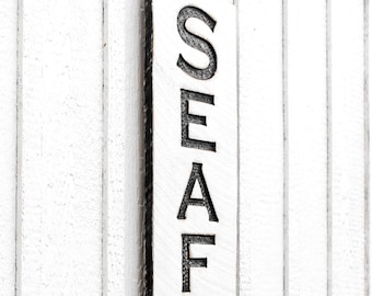 Rustic Carved Wood Seafood Sign – Coastal Decor