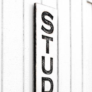 Studio Sign - Carved in a Solid Wood Board Rustic Distressed Farmhouse Shop Advertisement Photography Art Film Music Recording Tattoo Office