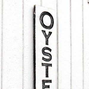 Oysters Sign Vertical - Carved in a Solid Wood Board Rustic Distressed Coastal Living Seafood Restaurant Beach House Kitchen Décor