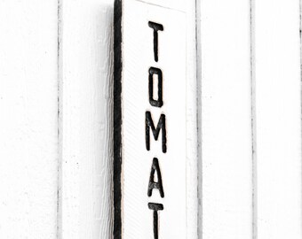 Tomatoes Sign Vertical - Carved in a 32”x8” Solid Wood Board Rustic Distressed Farmers Market Farmhouse Produce Vegetable Garden Gift