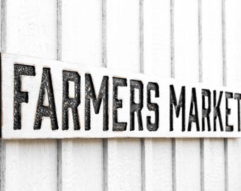 Carved Farmers Market Sign – Rustic Wood, Farmhouse Decor