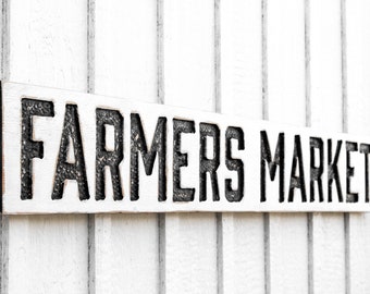 Carved Farmers Market Sign – Rustic Wood, Farmhouse Decor