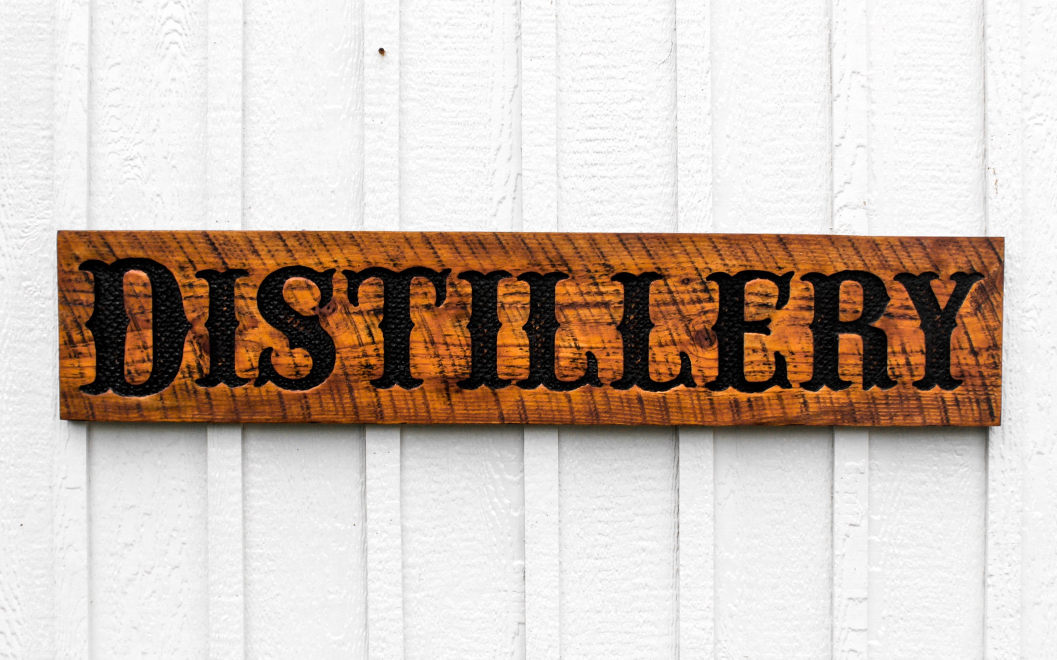 Distillery Sign - Carved in a Solid Wood Board Rustic Distressed ...