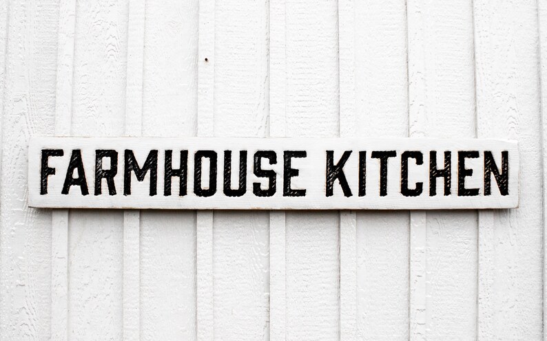 Farmhouse Kitchen Sign - Carved in a Solid Wood Board Rustic Distressed Shop Farmhouse Style Wooden Gift image 2