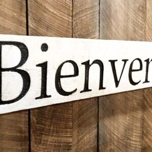 Bienvenido Sign - Carved in a 48&quot;x8&quot; Solid Wood Sign Rustic Distressed Shop Advertisement Farmhouse Style Rustic Decoration Welcome