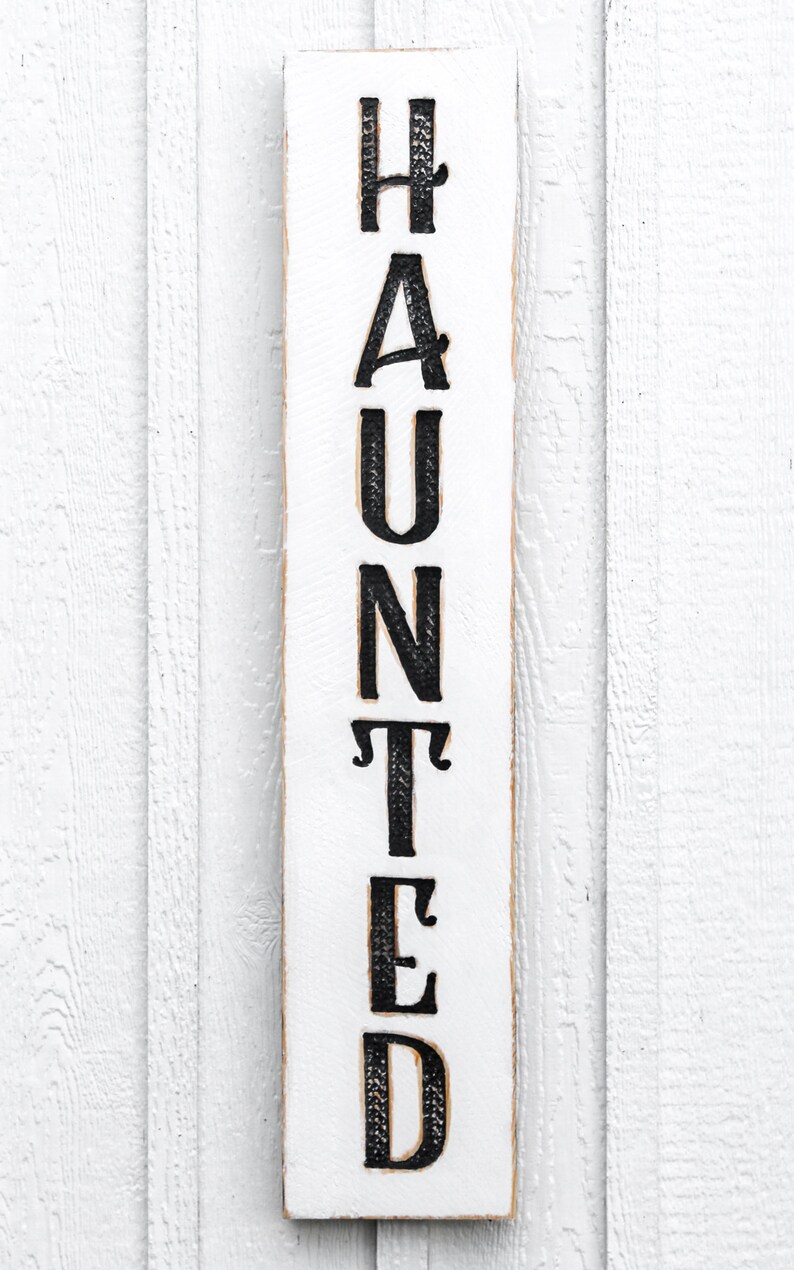 Not Haunted Sign Haunted Sign - Carved in a Solid Wood Board, Farmhouse Décor, Rustic ...