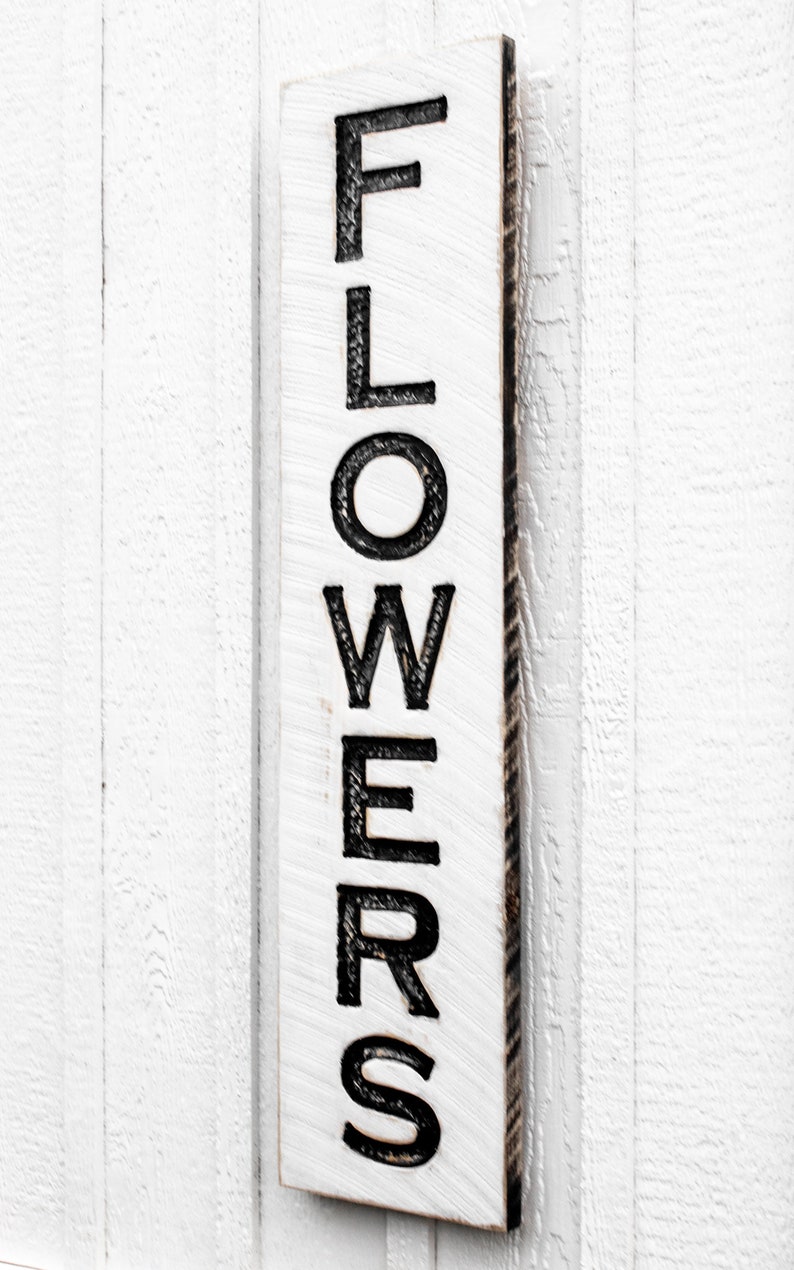 Rustic Carved Wood Flowers Sign – Farmhouse Style Vertical Decor - Etsy