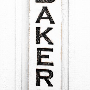 Bakery Sign Vertical Carved in a Solid Wood Board Rustic Distressed Shop Advertisement Farmhouse Style Kitchen Restaurant Café Gift image 2