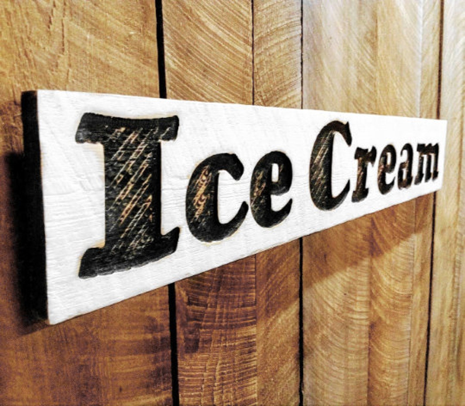 Rustic Carved Wood Ice Cream Sign – Farmhouse Kitchen Decor (48x8) - Etsy