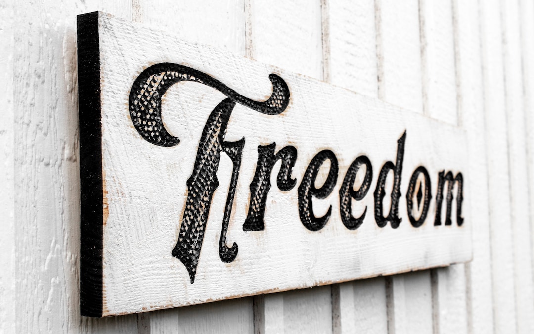 Carved Freedom Sign – Rustic Distressed Wood Wall Decor - Etsy