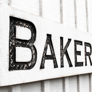 Bakery Sign Horizontal - Carved in a Solid Wood Board Rustic Distressed Shop Advertisement Farmhouse Style Kitchen Restaurant Café Décor