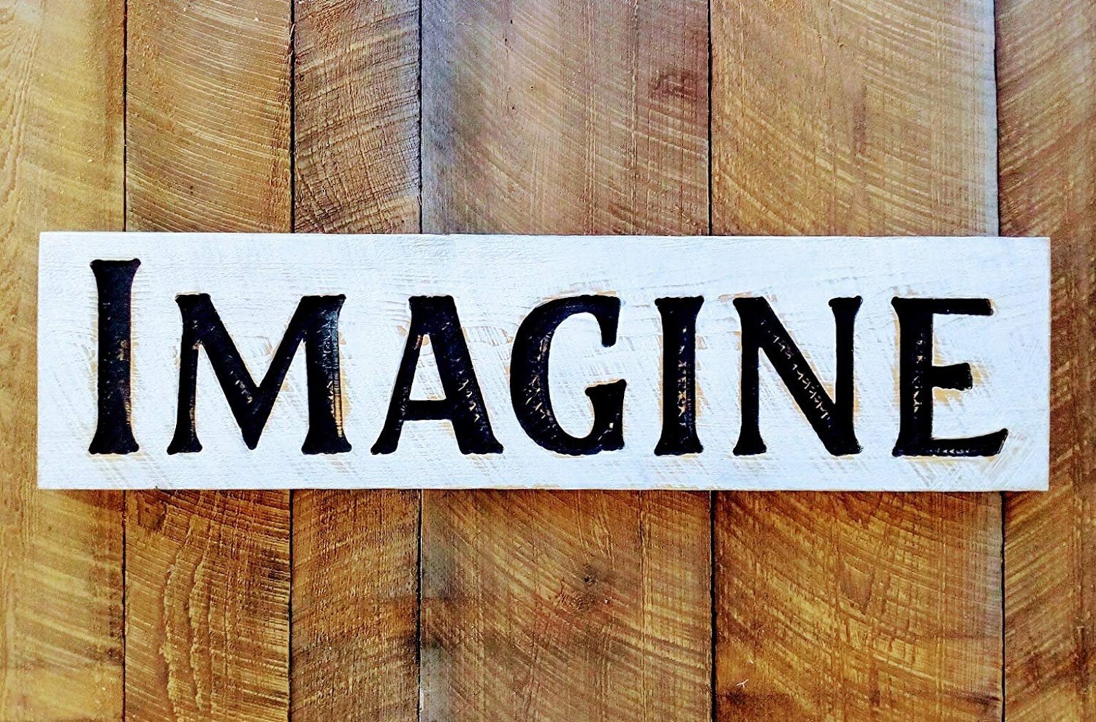 Imagine Sign Carved in a 40x10 Solid Wood Board Rustic Etsy