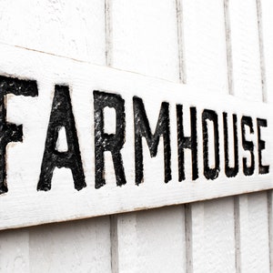 Farmhouse Kitchen Sign - Carved in a Solid Wood Board Rustic Distressed Shop Farmhouse Style Wooden Gift image 1