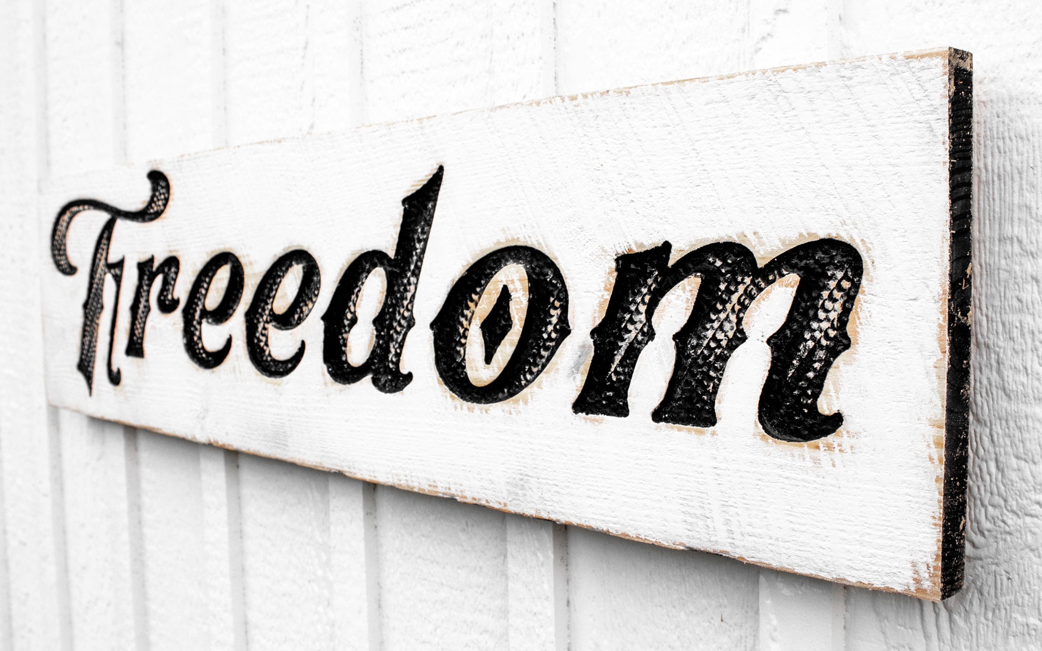 Carved Freedom Sign – Rustic Distressed Wood Wall Decor - Etsy