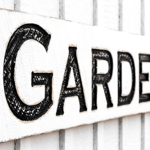 X-Large Garden Sign - Carved in a 48&quot;x10&quot; Solid Wood Board Rustic Distressed Ad Farmhouse Spring Summer Farmers Market Wood Gardeners Gift