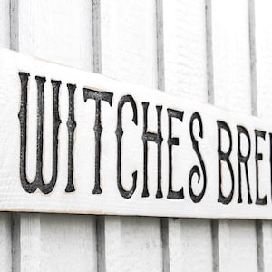 Witches Brew Sign | Carved in Solid Wood | Rustic Distressed Finish | Halloween Décor | Coffee Bar | Handmade in North Carolina