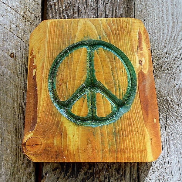 PEACE Sign -FREE SHIPPING- V-Carved - Rustic Wood
