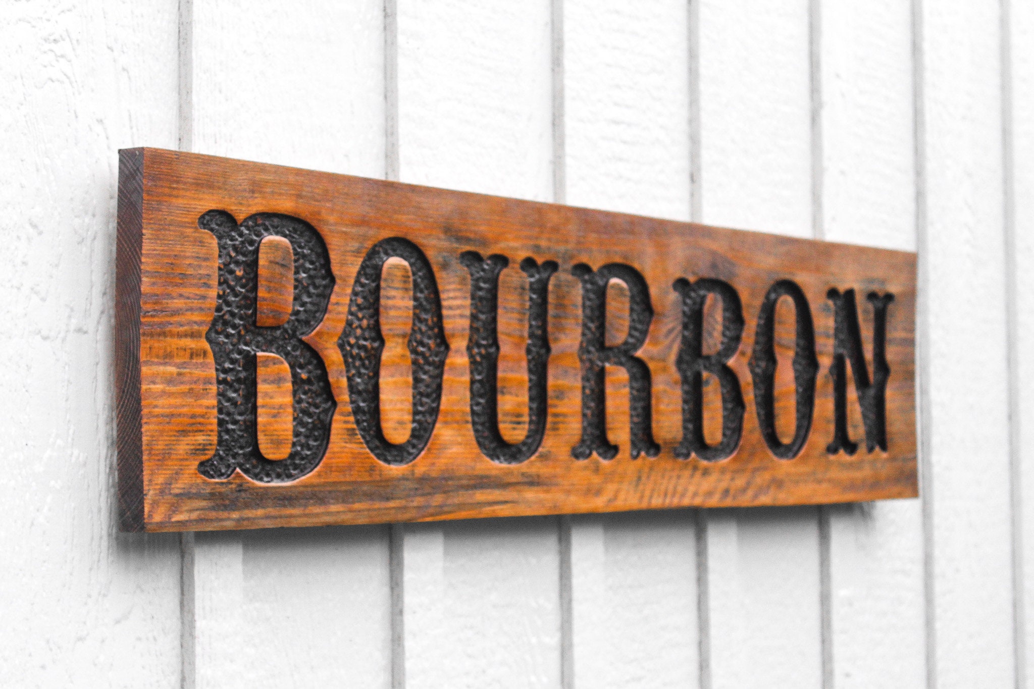 Carved Bourbon Sign – Rustic Distressed Wood Bar Decor - Etsy