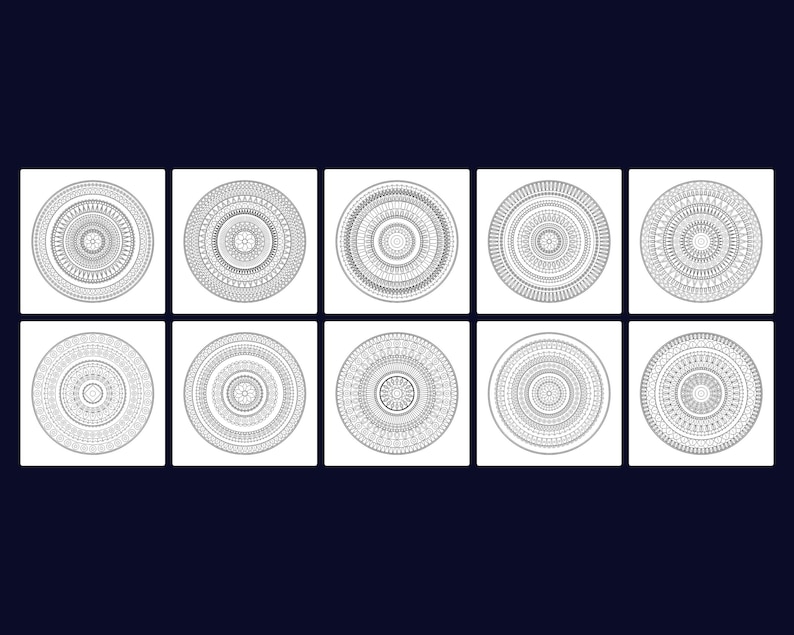 10 Mandala Ausmalbilder Erwachsene, Mini Set zum Ausdrucken