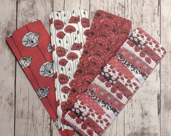 Red Poppy Bookmarks - Flower Bookmark - Book Accessories - Floral Bookmarks