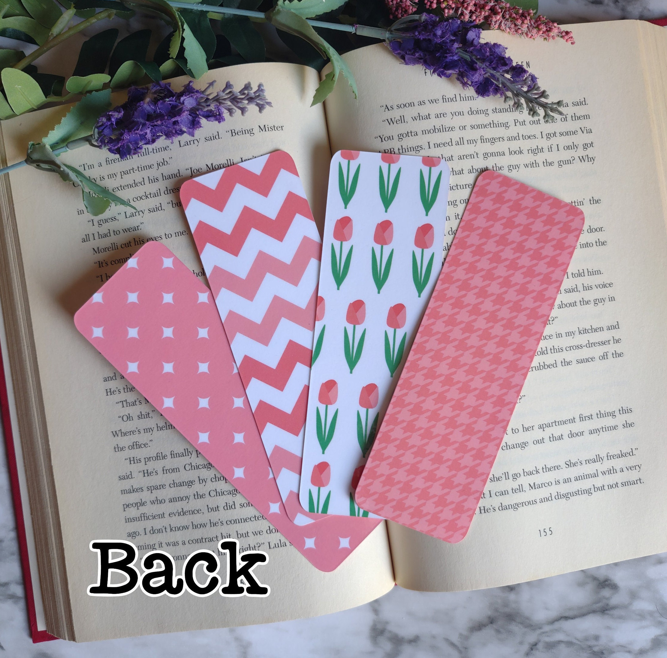 Pink Color Bookmark Pink Tulip Bookmarks - Floral Bookmark - Book Accessories - Flower ...
