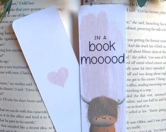 In a book mood Bookmark - Highland Cow Bookmark -  Adorable Bookmark