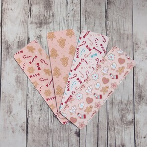 Pink Candy Cane Bookmarks - Holiday Bookmark - Christmas Bookmark - Cookies Bookmark
