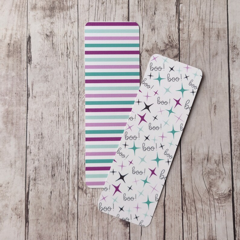 Purple Halloween Bookmarks - Spider Web Bookmark - Boo Bookmark - Bat ...