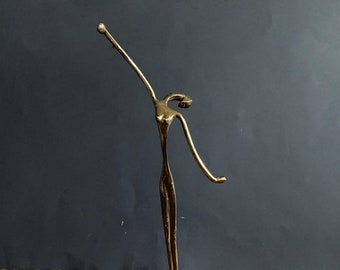 11" Tall Vintage Brass Metal Ballerina Bird Figurine/Stylized Brass Dancer Figurine/Abstract Dancer Art Sculpture - Unmarked