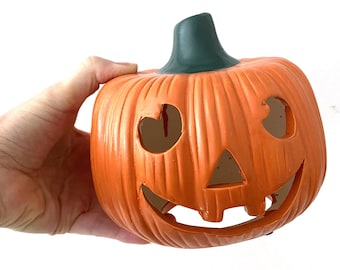 Vintage 5" Tall Handmade Ceramic Halloween Pumpkin Head/Handmade Ceramic Jack-O'-Lantern - No Lights