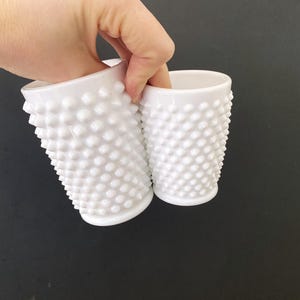 CHOICE Mid Century Vintage Fenton Hobnail Milk Glass Flat Tumbler, Juice Glass, Water Tumbler, Water Glass