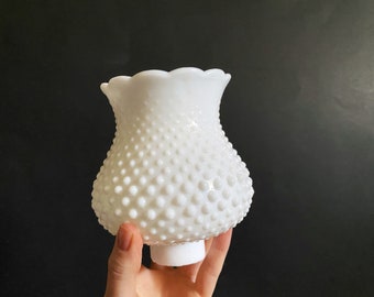 5-1/4" White Hobnail Milk Glass Hurricane Lamp Shade/Replacement Milk Glass Hurricane Globe