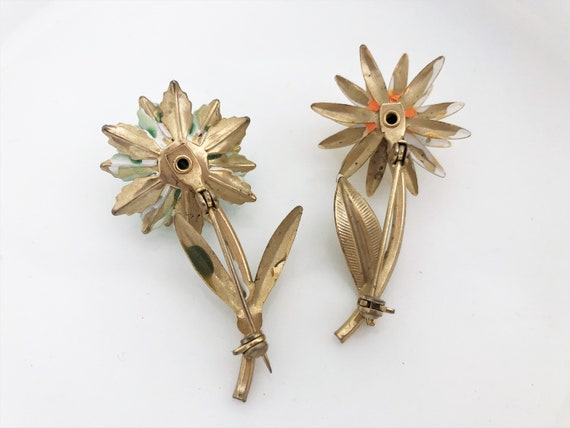 Pair of Vintage Floral Brooches - image 3