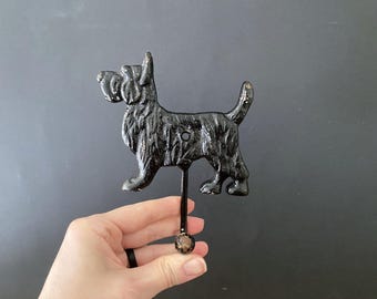 Support mural en métal noir en fonte pour chien Scottie / Cintre pour chapeau / Porte-laisse pour animal de compagnie / Porte-clés