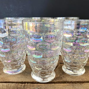 6 Vintage Colonial Iridescent Flat Tumblers by Federal Glass Company