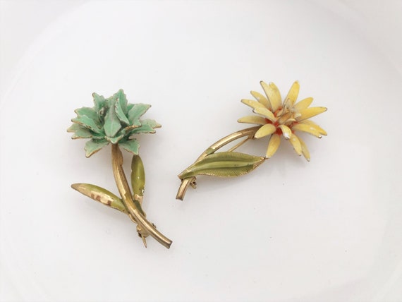 Pair of Vintage Floral Brooches - image 1