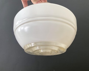 Couvercle de lampe globe suspendu vintage blanc givré Bullseye de 6-1/4 po./abat-jour suspendu de style Art déco installateur de 3-7/8 po./couvercle de lampe encastré