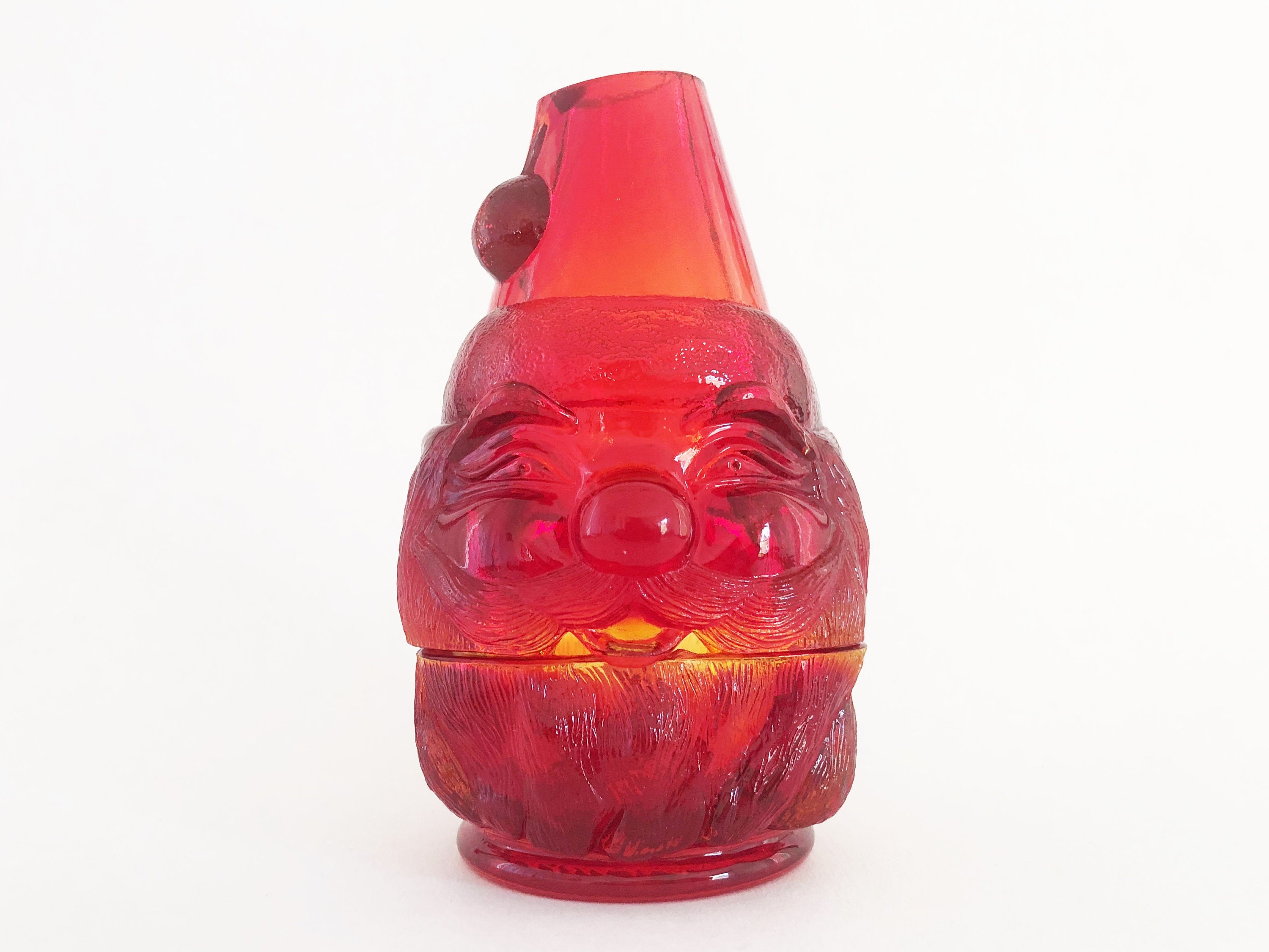 Vintage Red Glass Fenton Santa Fairy Light ruby Red Amberina