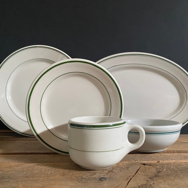 CHOICE - Replacement Pieces - Green Band Buffalo Restaurant Ware/Double Green Stripe Ironstone Restaurant Ware/Hotel Ware