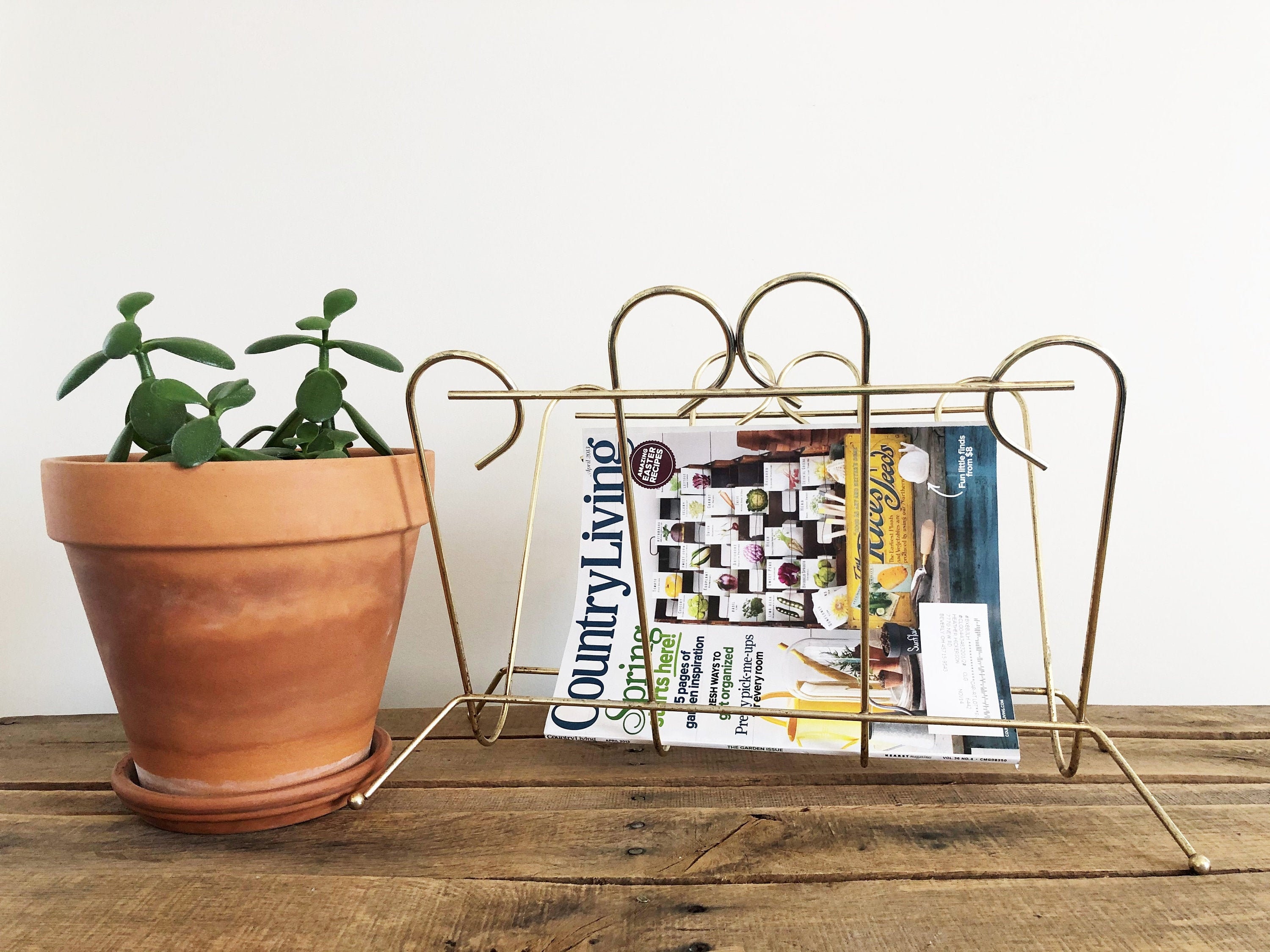 Gold Brass Metal Magazine Holder/Vintage Magazine Holder/Vinyl Etsy