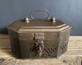 Made in India Brass Cricket Box/Brass Canister/India Brass Jar with Lid/Brass Trinket Box/Brass Potpourri Pot