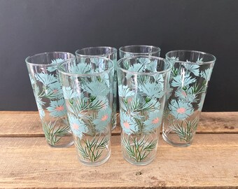 Set of 6 Vintage Mid-Century 14 Oz "Boutonniere" Ever Yours by Taylor, Smith & Taylor 6.5" Water Tumblers