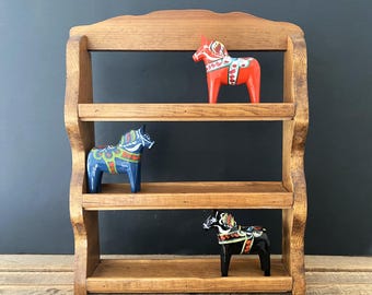 Support mural en bois fait main ou sur table à trois niveaux et trois étagères à épices/étagère à bibelots/présentoir - Sans matériel