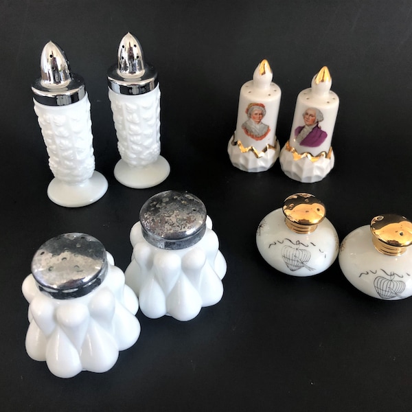 CHOICE Vintage Milk Glass Salt and Pepper Shakers/George and Martha Salt Pepper Shaker/Fenton Milk Glass Teardrop Salt Pepper Shakers/Ucagco