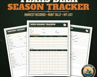Deer Harvest Record & Season Tracker Printable, Texas Deer Hunting Log PDF, Whitetail Hunting Journal, Gift for Hunter, Letter and A4