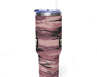 Texas Field & Tide Post Oak Tiger Pink Camo 40 oz Tumbler with Handle and Straw | Pink Camo Cup | Gift for Her