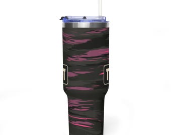Texas Field & Tide Blackout Pink Camo 40 oz Tumbler with Handle and Straw | Pink Camo Cup | Gift for Her
